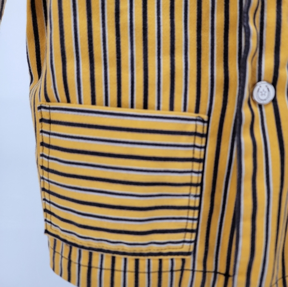 Vintage Yellow Navy Blue Striped Horseshoe Button Western Blazer Girls Size 6 - Picture 11 of 14